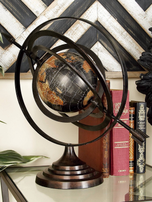 18" X 18" Industrial Aluminum Armillary Globe Black - Olivia & May