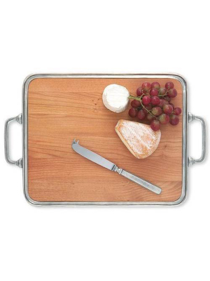 Cheese Tray With Handles & Wood Insert