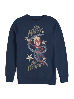 Men's Marvel Christmas Captain Marvel Merry & Bright Sweatshirt