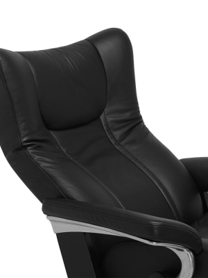 Stressless® Wing Recliner & Ottoman With Signature Base