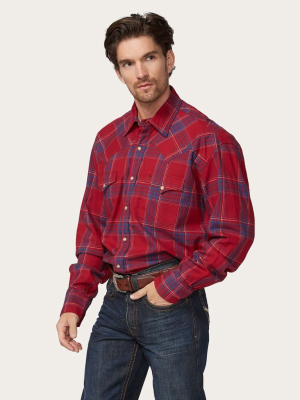 Modern Snap Front Flannel In Red Plaid