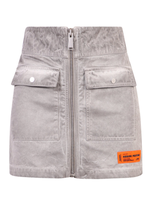 Heron Preston Zipped Mini Denim Skirt