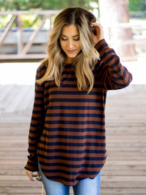 The Gradie Top - Brown/navy