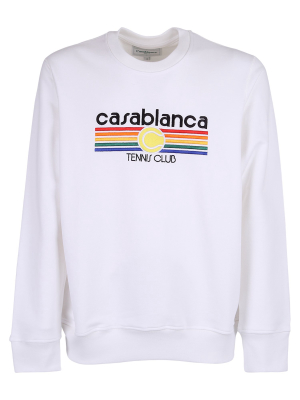 Casablanca Vintage Tennis Stripes Screen Embroidered Sweatshirt