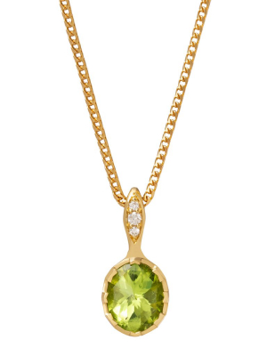 Modern Oval Necklace - Green Tourmaline