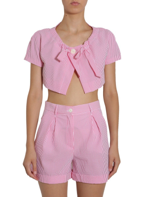 Boutique Moschino Striped Bow Detail Cropped Jacket