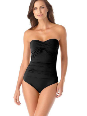 Anne Cole Live In Color Twist Front Bandeau One Piece Swimsuit