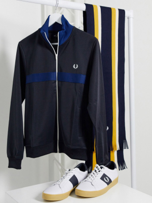 Fred Perry Chest Panel Track Jacket In Navy