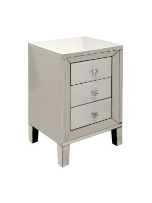 Mirrored 3 Drawer Side Table Silver - Stylecraft