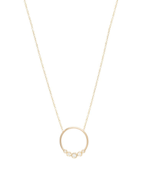 14k Graduated 5 Bezel Diamond Circle Necklace