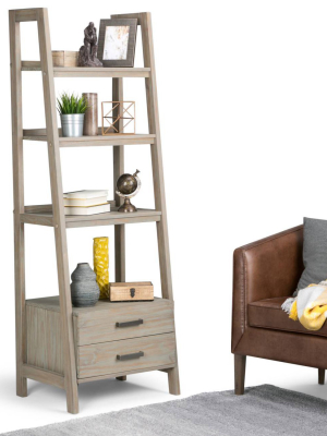 72"x24" Hawkins Solid Wood Ladder Shelf With Storage - Wyndenhall