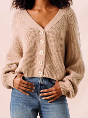 Brushed Cotton-blend Knit Cardigan