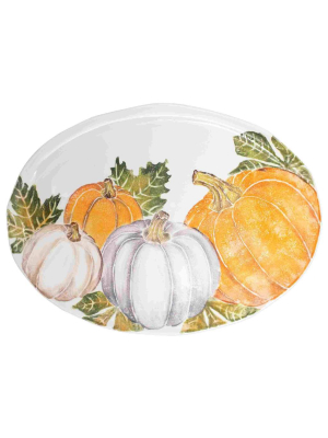 Vietri Pumpkins Large Oval Platter With Assorted Pumpkins