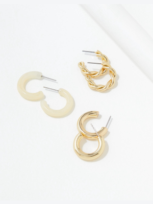 Aeo Resin + Gold Twist Hoop Earring