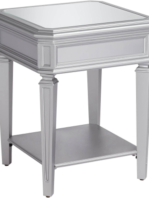 55 Downing Street Aurora 20" Wide Mirrored And Silver Traditional Side Table