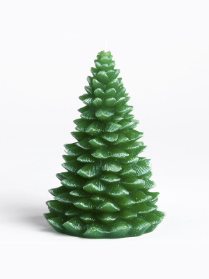 Lakeside Unscented Decorative Green Christmas Tree Candle - Lighted Home Accent