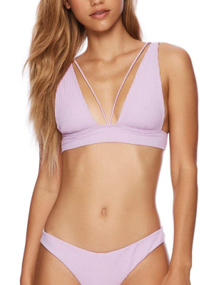 Beach Bunny Larson High Apex Bikini Top In Lavender