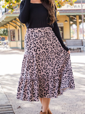 Amara Skirt - Taupe Leopard