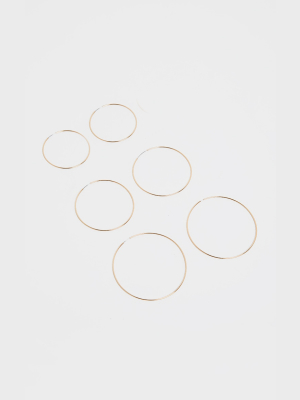 Gold Thin Multi Sizes Hoop Pack