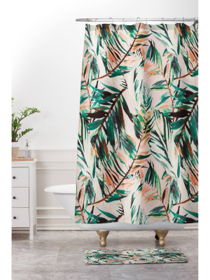 Marta Barragan Camarasa Tropical Leaf Desert Bath Mat Green - Deny Designs