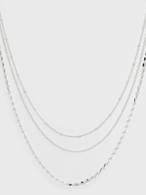 Three Rows Short Necklace - A New Day™ Silver