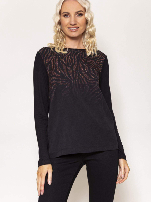 Woven Front Top In Animal Print