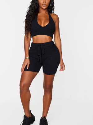 Shape Black Fluffy Knit Shorts