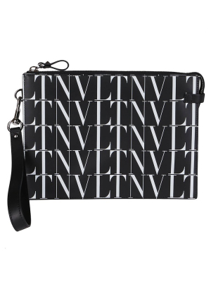 Valentino Vltn Print Clutch Bag