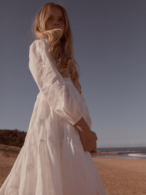 Petite Amalie Embroidered Butterfly Dress - White