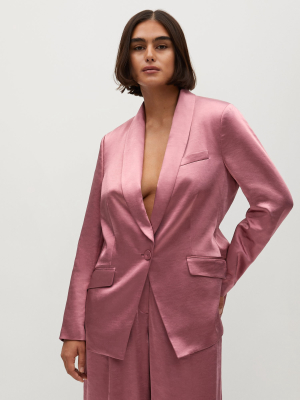 Textured Satin Tuxedo Blazer