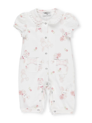 Monnalisa Buds And Bunnies Print Baby Onesie