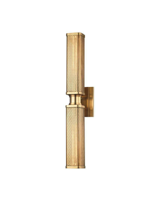 Gibbs 2 Light Wall Sconce Aged Brass