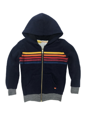 Kid's 5 Stripe Hoodie - Navy