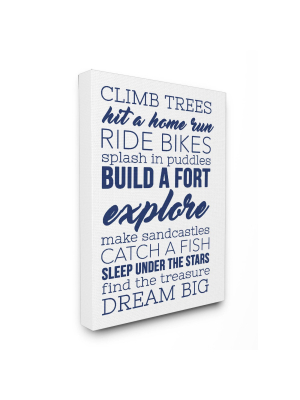 16"x1.5"x20" Climb Trees Dream Big Navy With White Stretched Canvas Wall Art - Stupell Industries