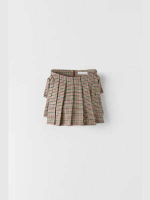 Houndstooth Box Pleat Skirt