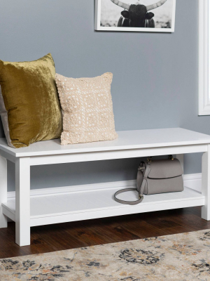 50'' Country Style Entry Bench With Slatted Shelf - White - Saracina Home