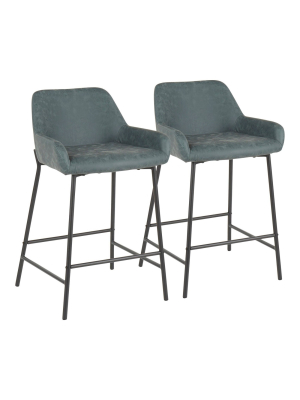 Set Of 2 Daniella Industrial Counter Height Barstools - Lumisource