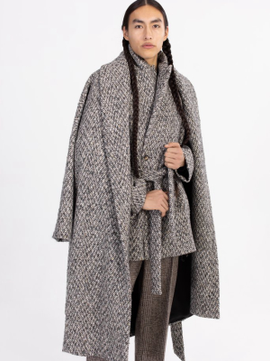 Grey Herringbone Syd Robe Coat