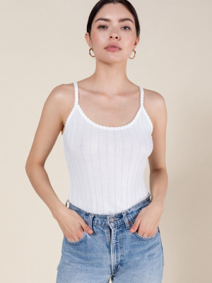 Pointelle Tank - White