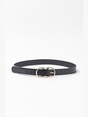 Faux Croc Leather Waist Belt