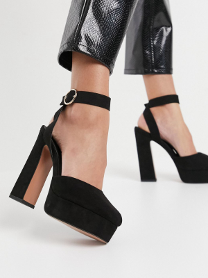 Asos Design Pecan Platform High Heels In Black