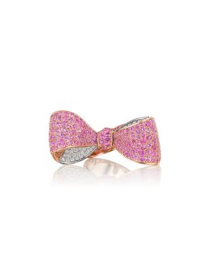 Bow Pink Sapphire Diamond Ring – Large