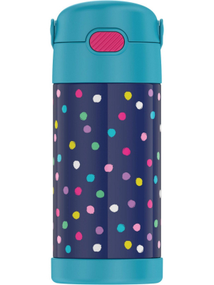 Thermos 12oz Funtainer Water Bottle With Bail Handle - Polka Dot Blue