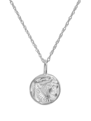 Little Lion Heart - 14k White Gold Coin Necklace