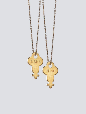 Mama + Mini Gold Dainty Key Necklace Set (2)