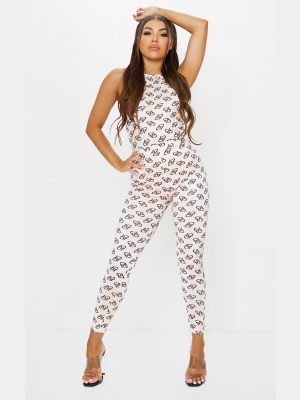 Prettylittlething Cream Slogan Leggings