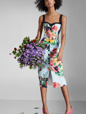 Floral-print Stretch-cotton Midi Dress