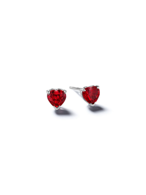 Heart Shaped Ruby Stud Earrings