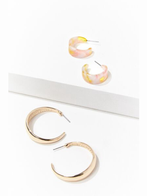 Marble Hoop Earrings Set