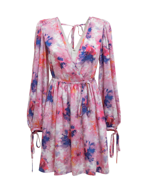 Msgm Floral Watercolour Printed Mini Dress